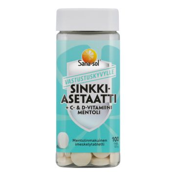 SANA-SOL SINKKIAS.+C&D-VITAMIINI MENTOLI IMESKELYTABL. 100 KPL