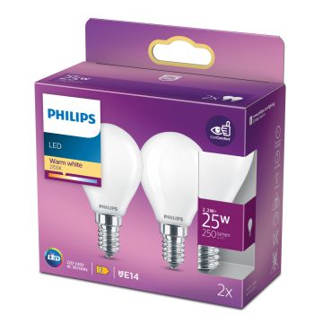 PHILIPS LED-LAMPPU 25W P45 E14 HUURRE 2KPL 250L 2700K