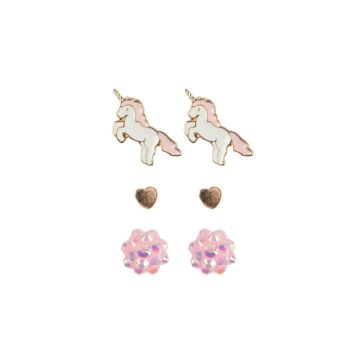 GREAT PRETENDERS BOUTIQUE UNICORN STUDDED EARRINGS, 3 SETS