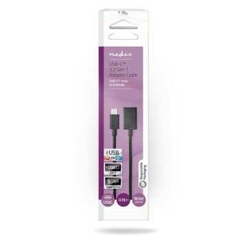 NEDIS USB 3.0 KAAPELI USB-C UROS - USB A NAARAS 0.15 M MUSTA
