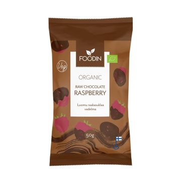 FOODIN RAAKASUKLAAKUORRUTETTU KOTIMAINEN VADELMA 50 G