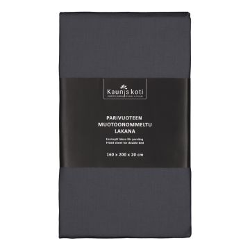 MUOTOONOMMELTU ALUSLAKANA 160X200+20CM T.HARMAA