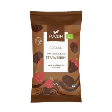 FOODIN RAAKASUKLAAKUORRUTETTU MANSIKKA 50 G