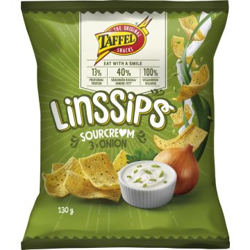 TAFFEL LINSSIPS SOURCREM & 3 X ONION 130 G