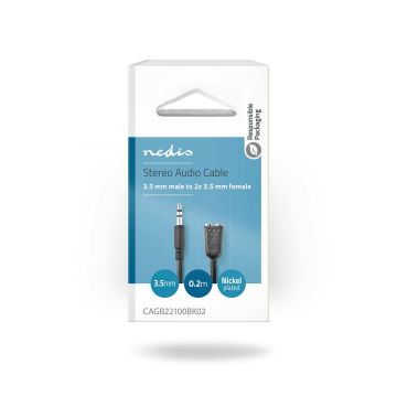 NEDIS STEREOÄÄNIKAAPELI 3.5 MM UROS - 2X 3.5 MM NAARAS 0.20 M M