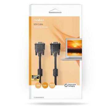 NEDIS VGA KAAPELI VGA UROS - VGA UROS 3 M MUSTA