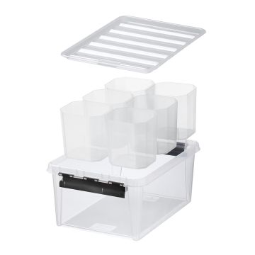 SMARTSTORE CLASSIC 14 L SÄILYTYSLAATIKKO KANNELLA JA 6 SISÄOSAA KIRKAS