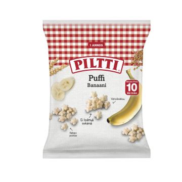 PILTTI PUFFI 7G BANAANIN MAKUISIA RIISI- JA VEHNÄNAKSUJA 10KK 7 G