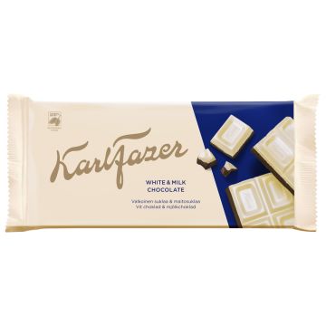 KARL FAZER VALKOINEN SUKLAA & MAITOSUKLAA SUKLAALEVY 131 G