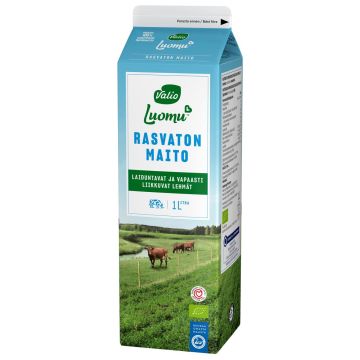 VALIO LUOMU RASVATON MAITO 1L
