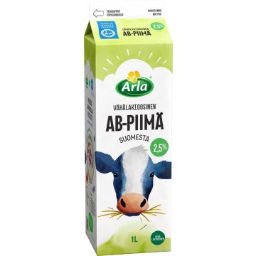 ARLA VÄHÄLAKT 2,5% AB-PIIMÄ SUOMI 1L