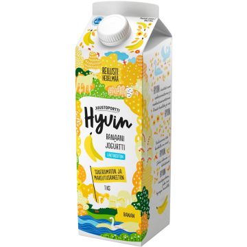 JUUSTOPORTTI HYVIN SOKEROIMATON JOGURTTI BANAANI LAKTON 1KG