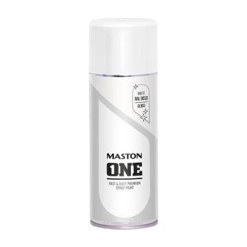 MASTON SPRAYMAALI ONE KIILTÄVÄ VALKOINEN RAL9010 400 ML