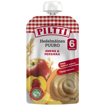 PILTTI HEDELMÄINEN PUURO OMENA-PERSIKKA 6KK ANNOSPUSSI 110 G