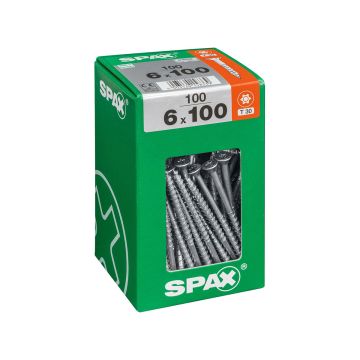 SPAX RUUVI TORX UPPOKANTA, OSAKIERRE WIROX 6X100 XXL 100KPL