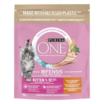 PURINA ONE KISSAN TÄYSRAVINTO KITTEN KANAA & TÄYSJYVÄVILJAA 750 G