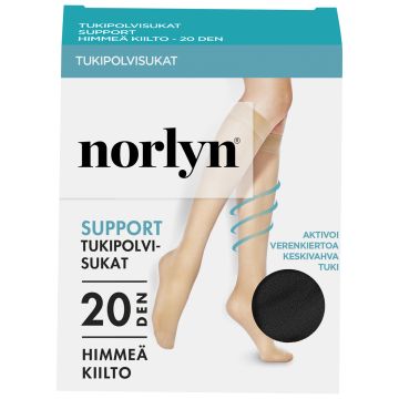 NORLYN SUPPORT 20 DEN TUKIPOLVISUKAT, 1210 BLACK 36-41