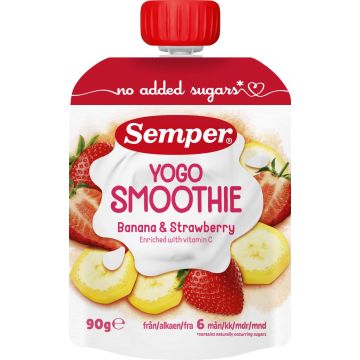 SEMPER SMOOTHIE BANAANIA, MANSIKKAA JA JOGURTTIA 90 G