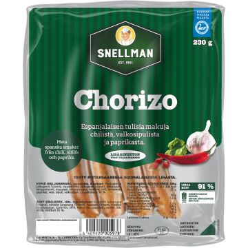 SNELLMAN ALL NATURAL CHORIZO 230 G