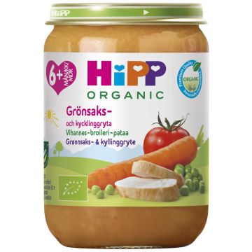 HIPP RIISIÄ, VIHANNEKSIA&KANAA 6KK LUOM 190 G