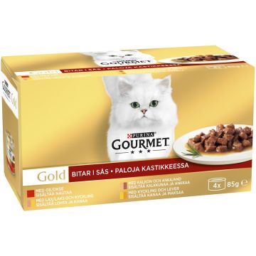 PURINA GOURMET GOLD MINITÖLKIT KASTIKELAJ 4*85G 340 G