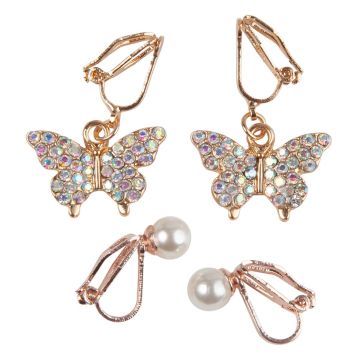 GREAT PRETENDERS BOUTIQUE BUTTERFLY CLIP ON EARRINGS, 2 SETS