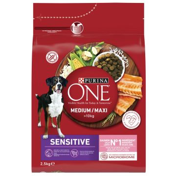 PURINA ONE KOIRAN TÄYSRAVINTO SENSITIVE MEDIUM/MAXI LOHTA&RIISI 2,5 KG