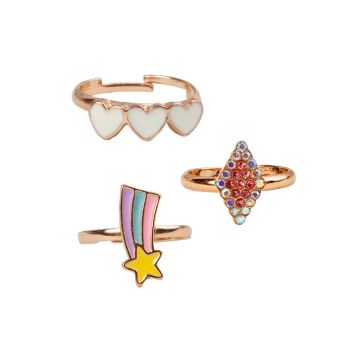 GREAT PRETENDERS BOUTIQUE HEART STAR RINGS, 3 PCS