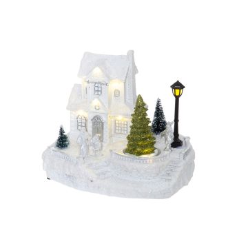 WINTERIA JOULUKYLÄ LED-VALOLLA VALKOINEN