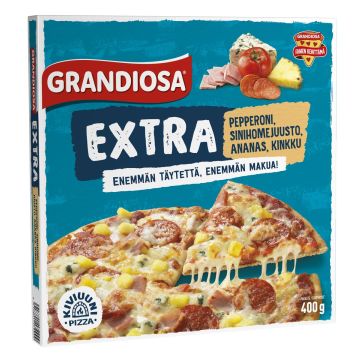 GRANDIOSA EXTRA KIVIUUNIPIZZA PEPPERONI-SINIHOME-ANANAS-KINKKU 40