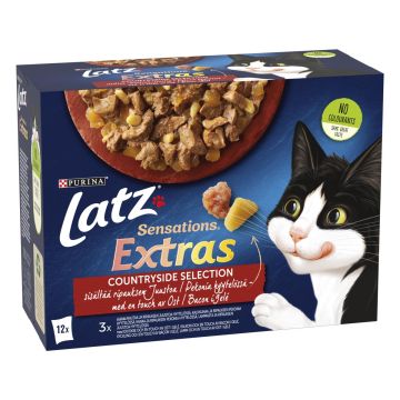 PURINA LATZ SENSATIONS EXTRAS COUNTRYSIDE LAJ HYYT 12*85G 1,02 KG