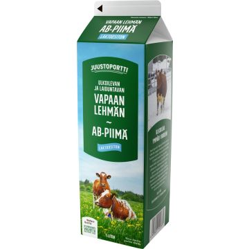 JUUSTOPORTTI VAPAAN LEHMÄN AB-PIIMÄ LAKTON 1L