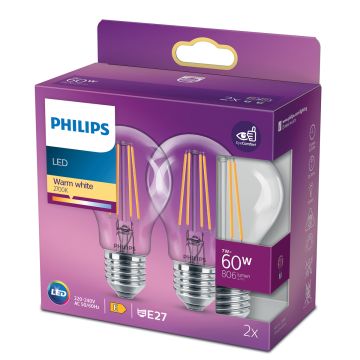 PHILIPS LED-LAMPPU 60W A60 E27 KIRKAS 2KPL 806L 2700K