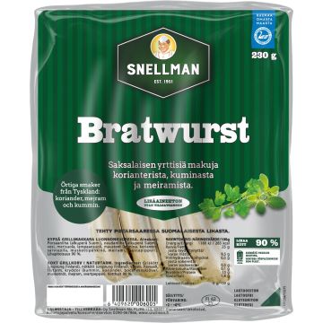 SNELLMAN ALL NATURAL BRATWURST 230 G