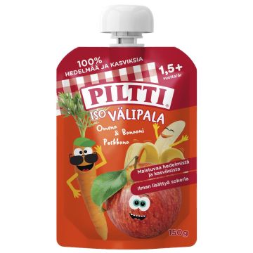 PILTTI ISO VÄLIPALA OMENA-BANAANI- PORKKANA 2+V ANNOSPUSSI 150 G