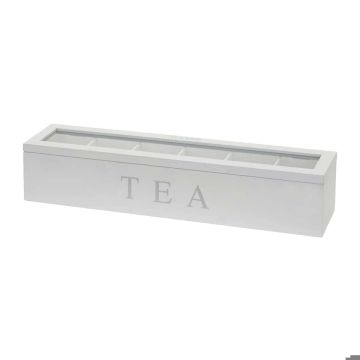 PUINEN TEELAATIKKO 43X9X8,7CM VALKOINEN