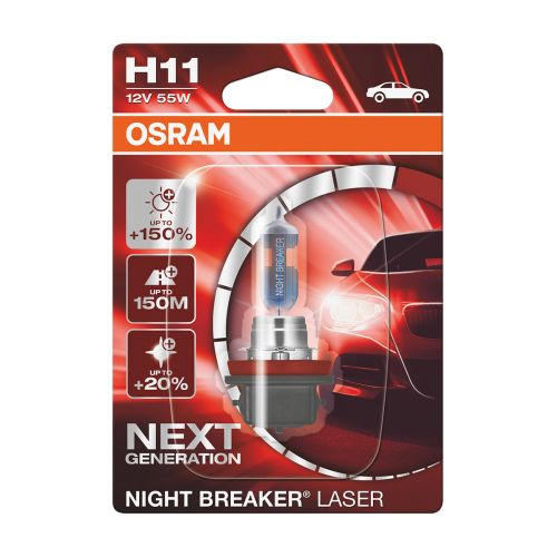 OSRAM H11 NIGHT BREAKER LASER +150% POLTTIMO 12V 55W BLI