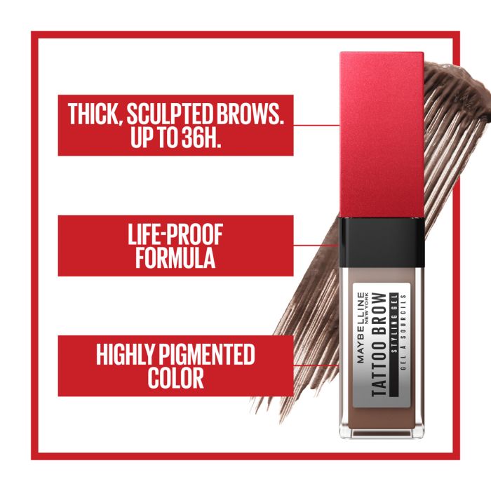 MAYBELLINE TATTOO BROW 36H STYLING GEL 257 MEDIUM BROWN -KULMAG