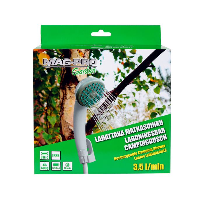 MAG-PRO GARDEN MÖKKISUIHKU LADATTAVA IPX8 VALKOINEN