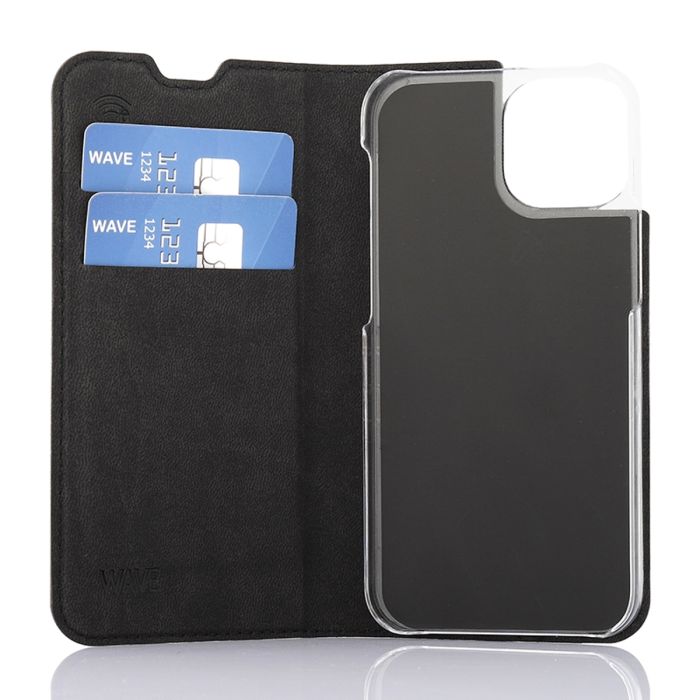 WAVE BOOK CASE, APPLE IPHONE 13 MINI, MUSTA