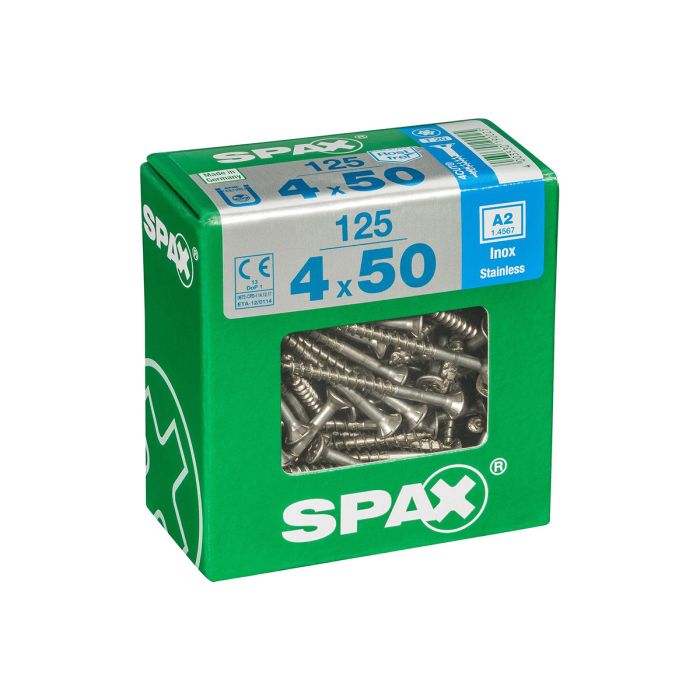 SPAX RUUVI TORX UPPOKANTA A2 RST TERÄS, OSAKIERRE 4X50 XL 125KPL main product photo