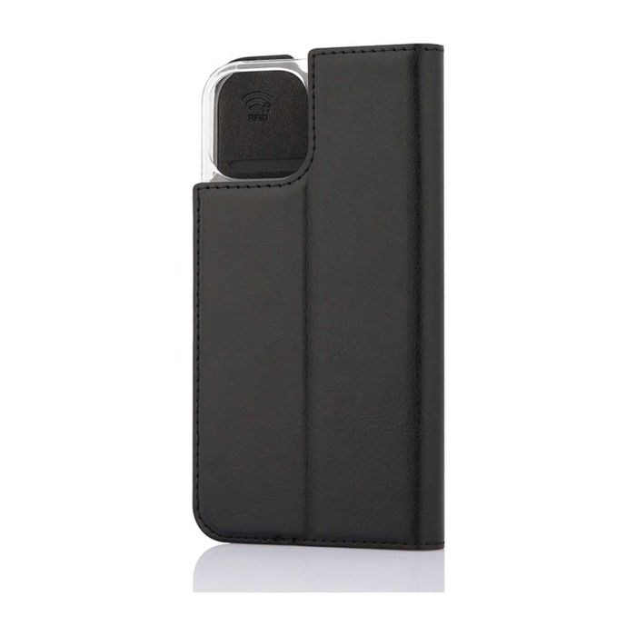 WAVE BOOK CASE, APPLE IPHONE 13 MINI, MUSTA