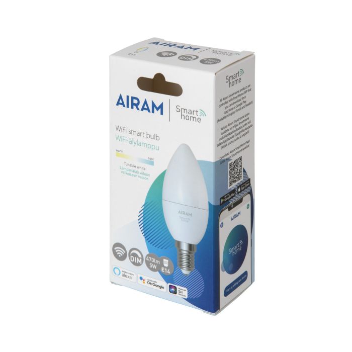 AIRAM SMART KYNTTILÄLAMPPU 4,9W OPAALI E14, 470LM,TW 2700-6500K