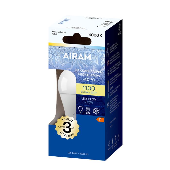 AIRAM LED PAKKASLAMPPU OPAALI 10,5W, E27 1055 LM, 25 000H, 4000K