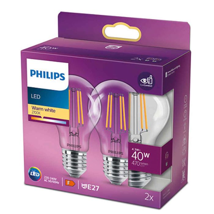 PHILIPS LED-LAMPPU 40W A60 E27 KIRKAS 2KPL 470L 2700K