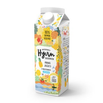 JUUSTOPORTTI HYVIN SOKEROIMATON JOGURTTI ANANAS LAKTON 1KG