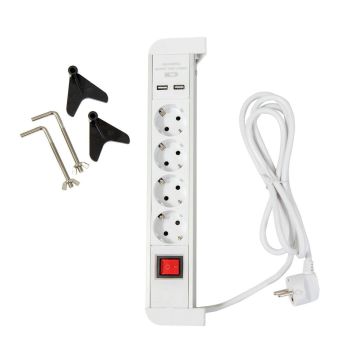 AIRAM TABLETOP RASIALISTA 4-OS +2 USB 2M VALKOINEN