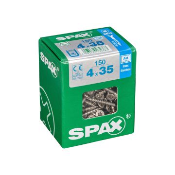 SPAX RUUVI TORX UPPOKANTA A2 RST TERÄS, OSAKIERRE 4X35 L 150KPL