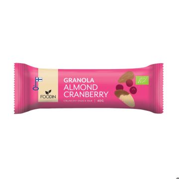 FOODIN GRANOLA BAR ALMOND CRANBERRY, LUOMU 40 G