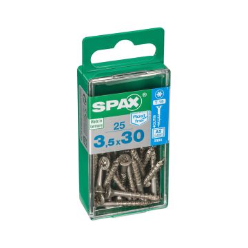 SPAX RUUVI TORX UPPOKANTA A2 RST TERÄS, OSAKIERRE 3,5X30 S 25KP